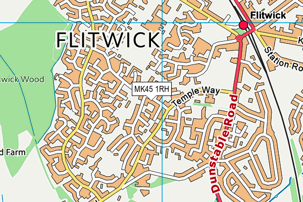 MK45 1RH map - OS VectorMap District (Ordnance Survey)
