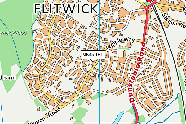 MK45 1RL map - OS VectorMap District (Ordnance Survey)