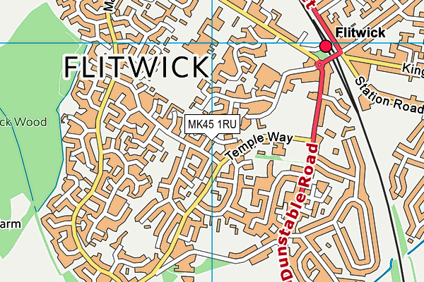 MK45 1RU map - OS VectorMap District (Ordnance Survey)