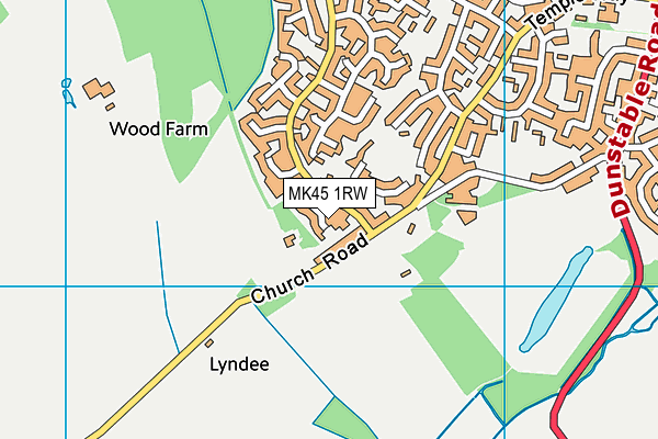 MK45 1RW map - OS VectorMap District (Ordnance Survey)