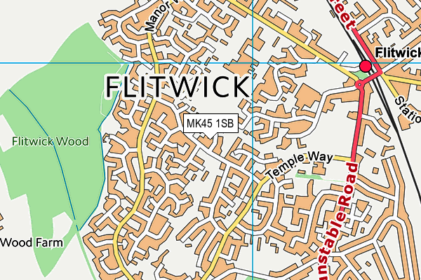 MK45 1SB map - OS VectorMap District (Ordnance Survey)