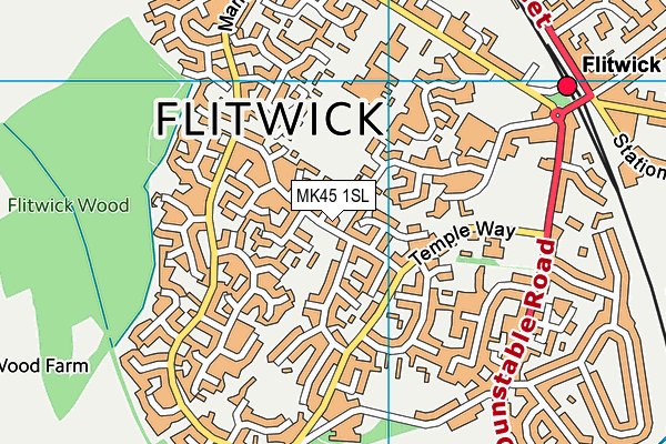 MK45 1SL map - OS VectorMap District (Ordnance Survey)