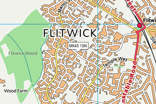 MK45 1SN map - OS VectorMap District (Ordnance Survey)