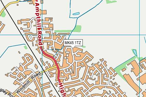 MK45 1TZ map - OS VectorMap District (Ordnance Survey)