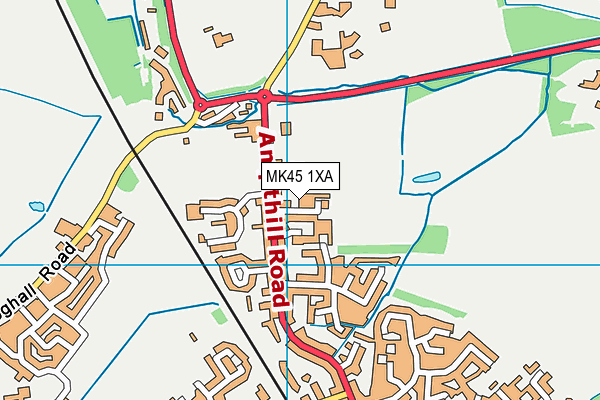 MK45 1XA map - OS VectorMap District (Ordnance Survey)