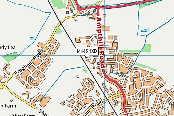 MK45 1XD map - OS VectorMap District (Ordnance Survey)