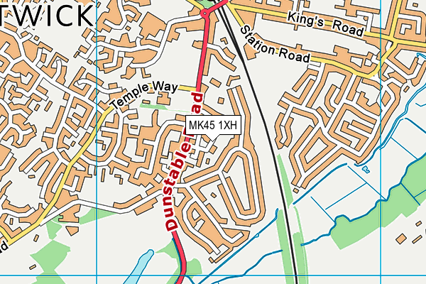 MK45 1XH map - OS VectorMap District (Ordnance Survey)