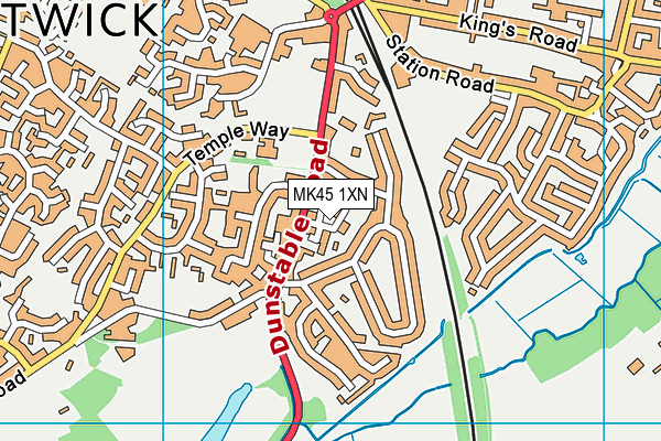 MK45 1XN map - OS VectorMap District (Ordnance Survey)