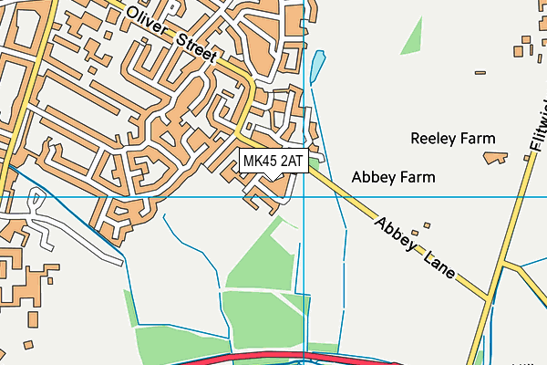 MK45 2AT map - OS VectorMap District (Ordnance Survey)