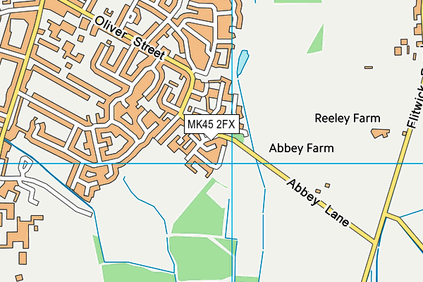 MK45 2FX map - OS VectorMap District (Ordnance Survey)