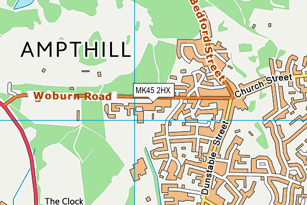 Ampthill Town Football Club map (MK45 2HX) - OS VectorMap District (Ordnance Survey)