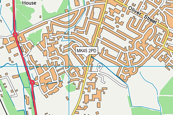 MK45 2PD map - OS VectorMap District (Ordnance Survey)