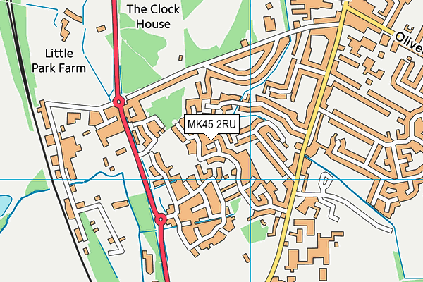 MK45 2RU map - OS VectorMap District (Ordnance Survey)