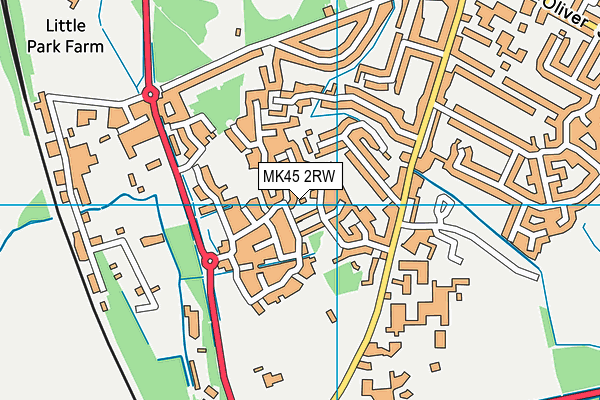 MK45 2RW map - OS VectorMap District (Ordnance Survey)