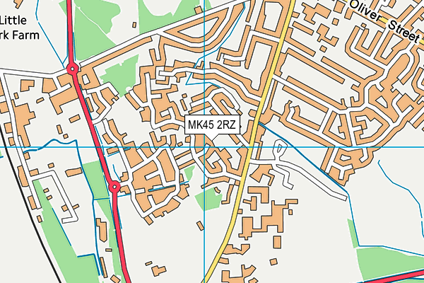 MK45 2RZ map - OS VectorMap District (Ordnance Survey)