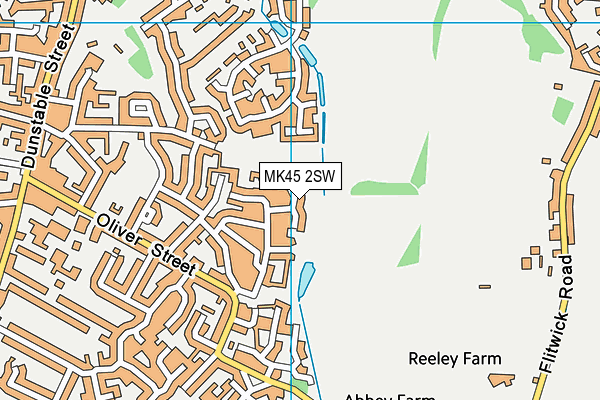 MK45 2SW map - OS VectorMap District (Ordnance Survey)