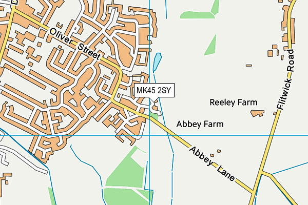 MK45 2SY map - OS VectorMap District (Ordnance Survey)