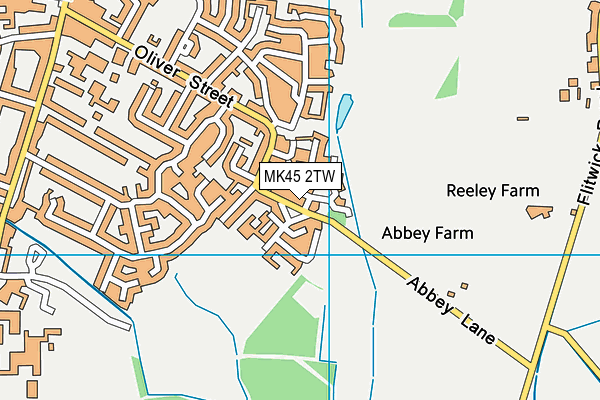 Abbey Lane Playing Fields map (MK45 2TW) - OS VectorMap District (Ordnance Survey)