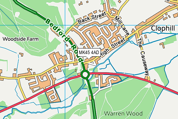 MK45 4AD map - OS VectorMap District (Ordnance Survey)