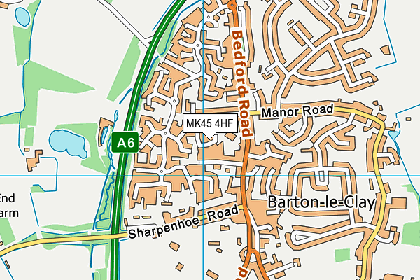 MK45 4HF map - OS VectorMap District (Ordnance Survey)