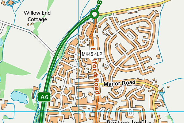 MK45 4LP map - OS VectorMap District (Ordnance Survey)