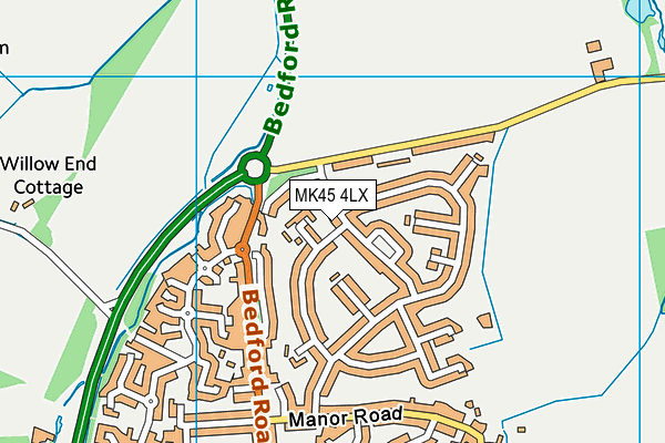 MK45 4LX map - OS VectorMap District (Ordnance Survey)