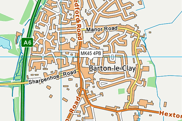 MK45 4PB map - OS VectorMap District (Ordnance Survey)