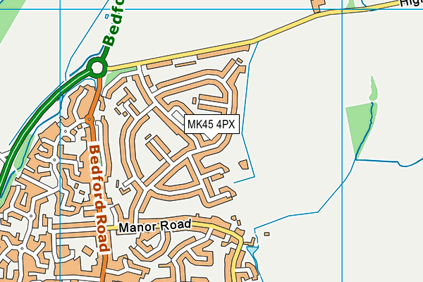 MK45 4PX map - OS VectorMap District (Ordnance Survey)