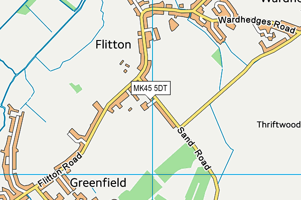 MK45 5DT map - OS VectorMap District (Ordnance Survey)