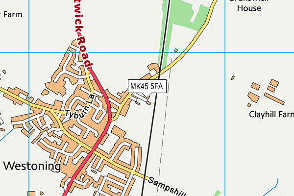 MK45 5FA map - OS VectorMap District (Ordnance Survey)
