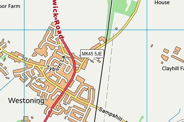 MK45 5JE map - OS VectorMap District (Ordnance Survey)