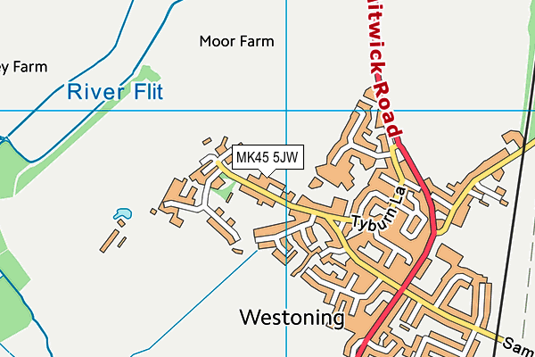 MK45 5JW map - OS VectorMap District (Ordnance Survey)