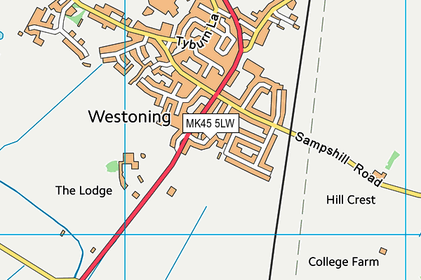 MK45 5LW map - OS VectorMap District (Ordnance Survey)