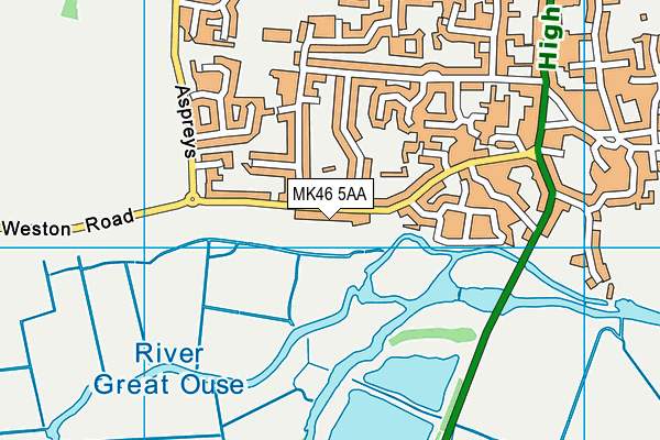 MK46 5AA map - OS VectorMap District (Ordnance Survey)