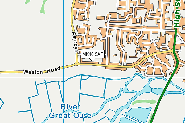 MK46 5AF map - OS VectorMap District (Ordnance Survey)