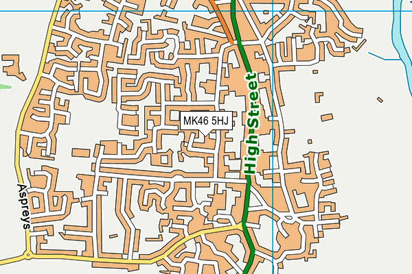 MK46 5HJ map - OS VectorMap District (Ordnance Survey)