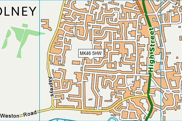 MK46 5HW map - OS VectorMap District (Ordnance Survey)