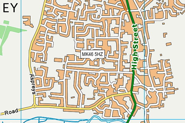 MK46 5HZ map - OS VectorMap District (Ordnance Survey)