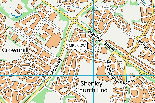 MK5 6DW map - OS VectorMap District (Ordnance Survey)