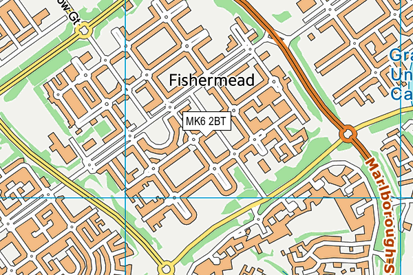 MK6 2BT map - OS VectorMap District (Ordnance Survey)