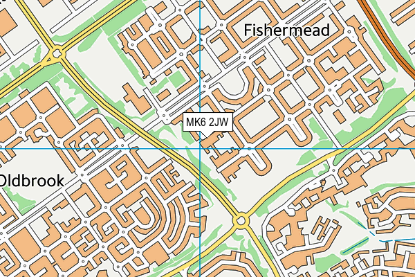 MK6 2JW map - OS VectorMap District (Ordnance Survey)