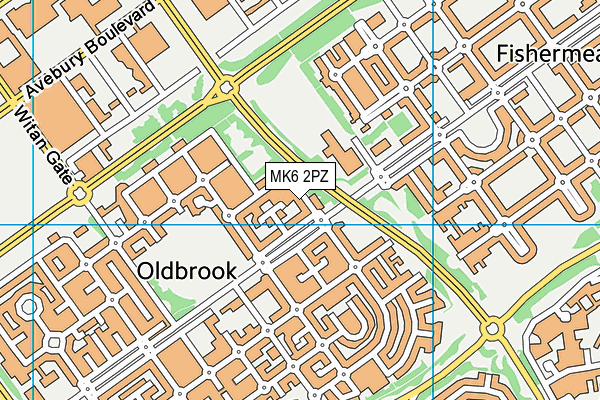 MK6 2PZ map - OS VectorMap District (Ordnance Survey)