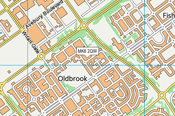 MK6 2QW map - OS VectorMap District (Ordnance Survey)