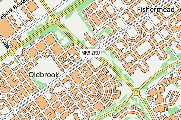 MK6 2RU map - OS VectorMap District (Ordnance Survey)