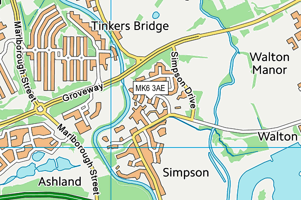 MK6 3AE map - OS VectorMap District (Ordnance Survey)