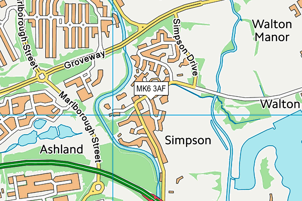 MK6 3AF map - OS VectorMap District (Ordnance Survey)