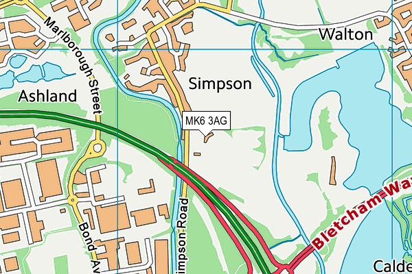 MK6 3AG map - OS VectorMap District (Ordnance Survey)