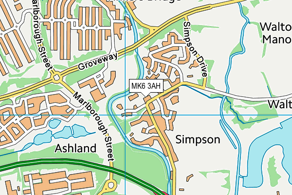 MK6 3AH map - OS VectorMap District (Ordnance Survey)