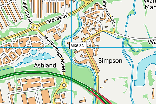 MK6 3AJ map - OS VectorMap District (Ordnance Survey)