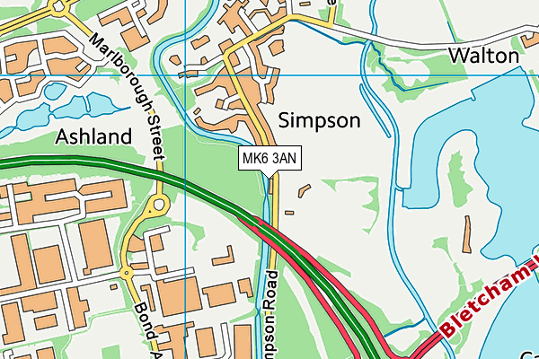 MK6 3AN map - OS VectorMap District (Ordnance Survey)